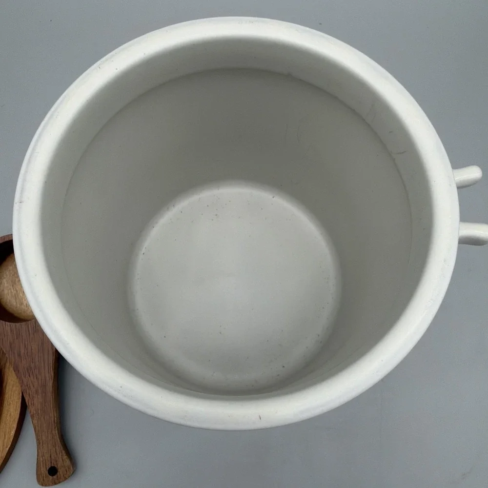 Hearth & Hand Magnolia Coffee Canister Wood Lid Scoop White Ceramic